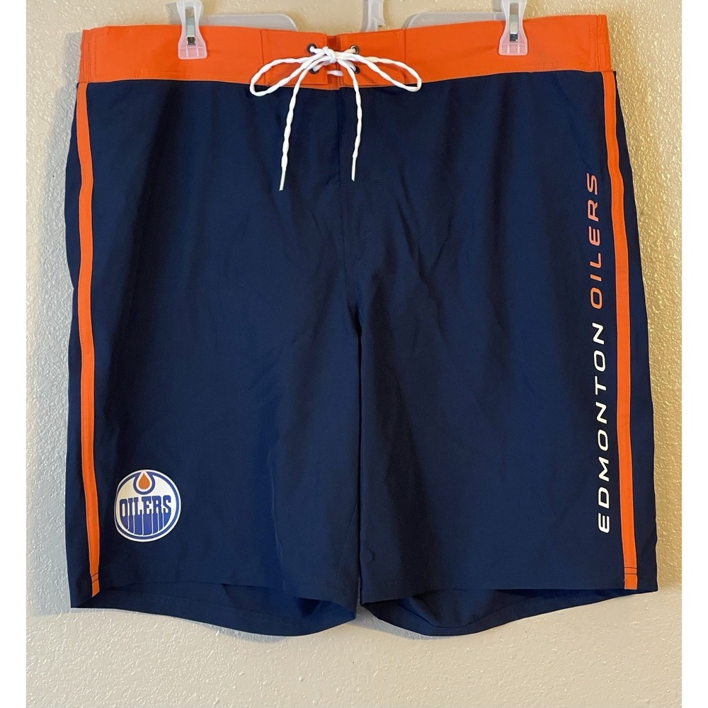 Men's 2XL‎ NWOT Edmonton Oilers G-III By Carl Banks Volley Swim Shorts Navy